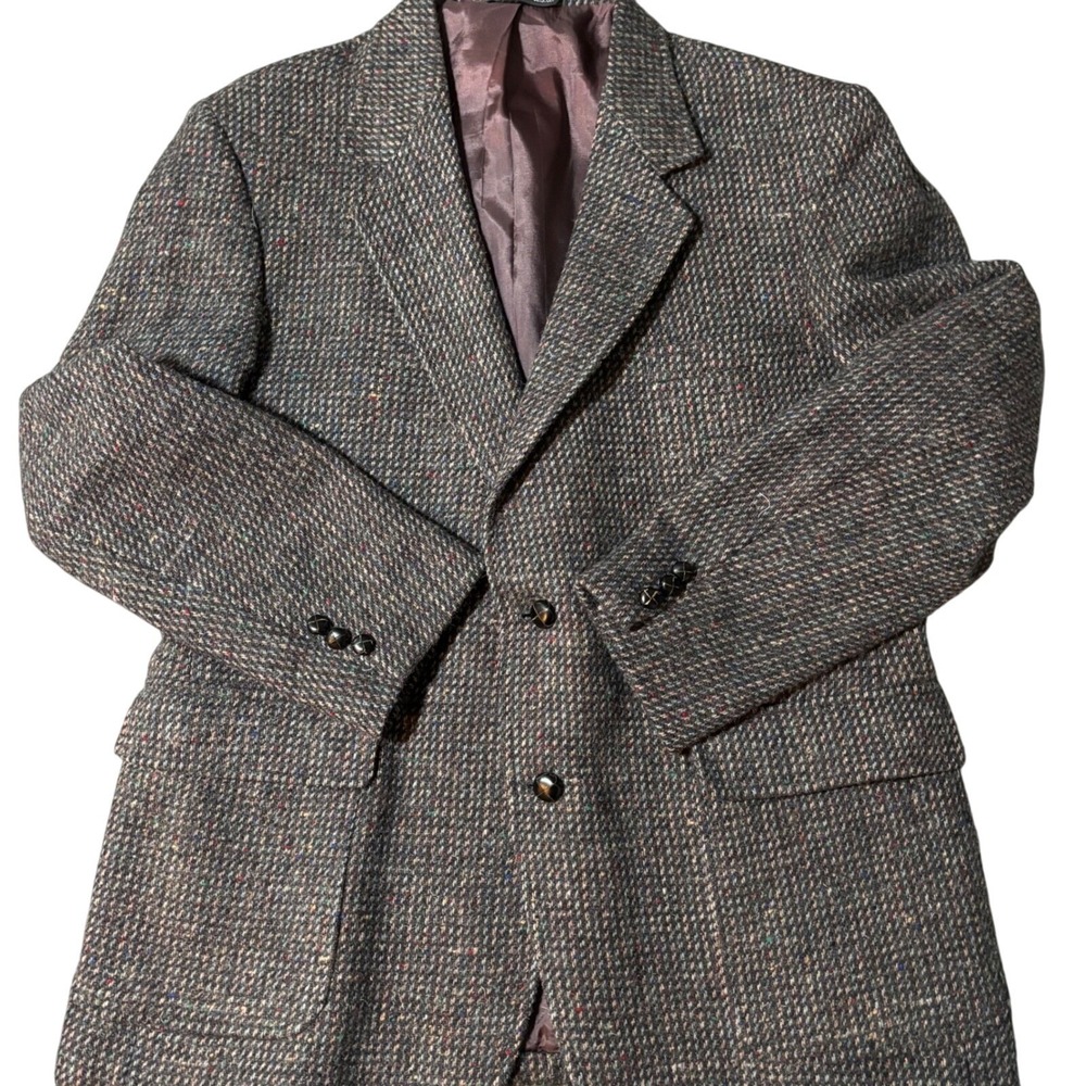 Man In Wool Vintage Tweed Blazer Jacket Mens 46R Brown Multi Pure Wool USA Made